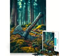 Viking Axe Jigsaw for Adults1000 Pieces Brain Focus Game Precision Cut Smooth Edges Amusing Challenge for Waiting Time (38x52cm)