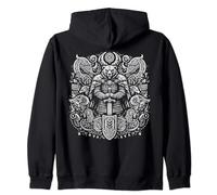 Viking Bear Warrior Odin Berserker Norse Bear Warrior Zip Hoodie