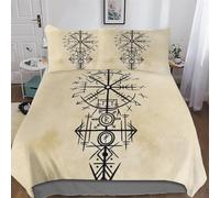 Viking Bedding Quilt Cover 3 Pieces Sets Easy Care Super-Soft Polycotton Comforter Cover Comfortable & Durable Duvet Cover with Pillowcases For Boys Girls Double (200x200cm)