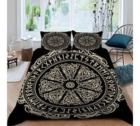 Viking Bedding set 3 pieces Duvet Cover for Kids Children Teens Adults 3D Printed Viking Shield Rune Soft Microfiber Comforter Cover with Zipper 1 Quilt Cover + 2 Pillowcases