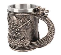 Viking Beer Mug & Coffee Cup, Stainless Steel Liner Mug for Medieval Themed Drinking, Perfect Gift for Men
