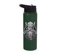 Viking Berserker Bearded Warrior Blackwork Stainless Steel Insulated Water Bottle