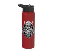 Viking Berserker Bearded Warrior Blackwork Stainless Steel Insulated Water Bottle