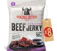 Viking Bites Beef Jerky Teriyaki (8x50g) - Dried Beef - High Protein Meat Snack