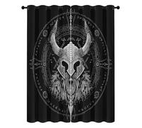 Viking Blackout Curtains, Nordic Mythology Curtains Thermal Insulated Eyelet Curtain for Bedroom Living Room 66 x 90 Inch Drop 2 Panels