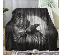 Viking Blanket Doule Size, Crow Celtic Fleece Throw Blanket for Bed Sofa Couch, Soft Cozy Flannel, 150x200 cm, Decor & Gifts (S170)