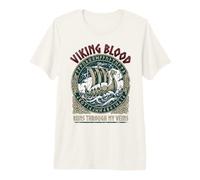Viking Blood Runs Through My Veins Longship Runes Premium T-Shirt