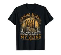 Viking Blood Runs Through My Veins Norse Heritage Value Graphic T-Shirt