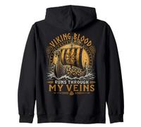 Viking Blood Runs Through My Veins Norse Heritage Zip Hoodie