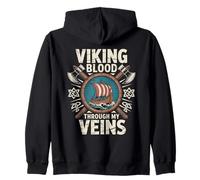 Viking Blood Runs Through My Veins Norse Mythology Valhalla Zip Hoodie