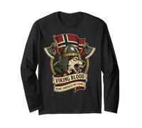 Viking Blood Runs Through My Veins Norway Flag Norwegian Ro Long Sleeve T-Shirt