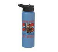 Viking Blood Runs Through My Veins Norway Flag Scandinavian Stainless Steel Insulated Water Bottle
