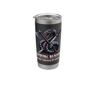 Viking Blood Runs Through My Veins Runic Dragon Axe Sword Stainless Steel Insulated Tumbler