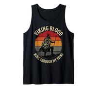 Viking Blood Runs Through My Veins Shield Spear Sunset Tank Top