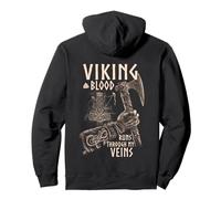 Viking Blood Runs through my Veins Viking Axe Pullover Hoodie