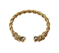 Viking Bracelet for Men, Vintage Silver Open Twisted Cuff Bracelet, Adjustable Pagan Norse God Odin Arm Rings with Wolf Head Design, Medieval Warrior Jewelry, Viking Accessories for Birthday Decor, 1