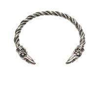 Viking Bracelet for Men, Vintage Silver Open Twisted Cuff Bracelet, Adjustable Pagan Norse God Odin Arm Rings with Wolf Head Design, Medieval Warrior Jewelry, Viking Accessories for Birthday Decor, 1