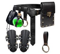 Viking Bracer Wrist Guard Renaissance Belt Pouch Witch Bottle Vials Hook Medieval Festival Costume Accessory Casual Waist Bag, Bottle-black, Standard, Medieval