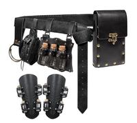 Viking Bracer Wrist Guard Renaissance Belt Pouch Witch Bottle Vials Hook Medieval Festival Costume Accessory Casual Waist Bag (Vials-Black)