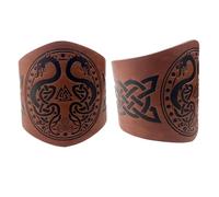 Viking Bracers Medieval Bracers Embossed Dragon Leather Arm Armer Cuff Gauntlet Gauntlet for Men Women 1 Pair, HBR065-2 DRAGON-BROWN, common
