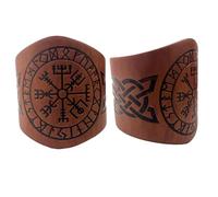 Viking Bracers Medieval Bracers Embossed Dragon Leather Arm Armer Cuff Gauntlet Gauntlet for Men Women 1 Pair, HBR063-COMPASS-BROWN, common