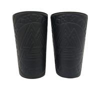 Viking Bracers Medieval PU Leather Arm Guards Viking Odin Valknut Wide Knight Cuff Viking Leather Armor Archery Bracers Wrap Gauntlet Wristband for Men Women Boy LARP Cospaly (Black)