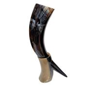Viking By Heart Ox Horn Authentic 33+ cm Long, Vikings Drinking Horn with Horn Stand, 11+ OZ Approximate Capacity, Unique Beer Gifts for Men, Husband and Boyfriend
