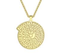 Viking Calendar Rune Necklace for Women Men Boys the Witcher Medallion Pendants 316L Stainless Steel Hip Hop Jewellry Chains for Men (305G)