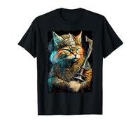 Viking Cat in Uniform Portrait Painting Viking Cat T-Shirt