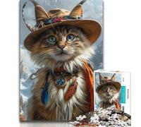 Viking Cat Jigsaw Puzzles for Teenagers,Help The Brain Exercise Addictive Toys to Cultivate Patience A Work of Art 50x75cm