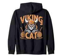 Viking Cat Shield Helmet Yarn Ball Warrior Zip Hoodie