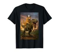 Viking Cat T-Rex Rider Prehistoric Feline Conqueror T-Shirt
