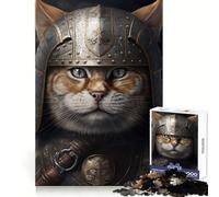 Viking Cat Wearing Armor 1000 Pieces Jigsaw Puzzles for Teenagers Reasoning Practice Calm Recreation Premium Edges Thoughtful Gift (38x26cm)