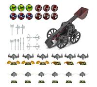 Viking Catapult Building Block Set, Mini Viking Soldier, Including 12 Figures & Catapult, Compatible with Lego 31132 Set, Helmet, Shield, Arrow, Weapons Accessories (Green)