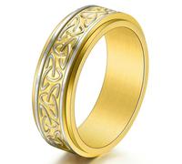 Viking Celtic Knot Stainless Steel Ring Norse Rotating Jewelry for Women Men Brushed Finish Medieval Gift