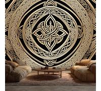 Viking Celtic Knot Wallpaper - Nordic Totem Black Gold Wall Mural - Wall Murals for Living Room Bedroom - Photo Wallpaper & Home Decor Art - 315 x 215 cm A-5338