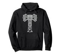 Viking Celtic Knotwork Axe with Rock Hand - Norse Hammer Pullover Hoodie