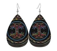 Viking Circles Pagan Symbol Gothic Art Leather Earring Printed Leather Earrings Fashion Ear Pendants For Party Mother'S Day