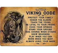 Viking Code Tin Signs Wall Art Plaque Bar Poster Suitable for Man Cave Bar Cafes Office Home Kitchen Country Cottage Restaurant 12x8 Inch