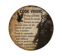 Viking Code Warrior Raven Armor Round Tin Sign Retro Metal Sign for Cafe Bar Pub Home Game Room Gym Club Wall Decoration Vintage Metal Poster 8x8 Inch