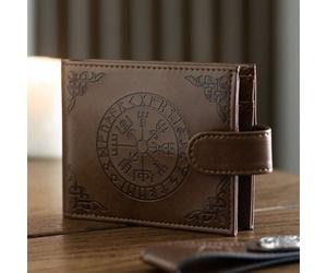 Viking Compass Faux Leather Wallet - Norse Symbol Gift For Travelers