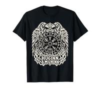 Viking Compass Huginn Muninn Ravens Vegvisir Norse Knotwork T-Shirt
