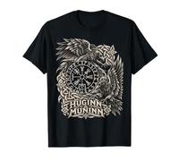 Viking Compass Huginn Muninn Ravens Vegvisir Norse Mythology Value Graphic T-Shirt