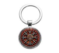 Viking Compass Keychain Ancient Trinity Nordic Runes Odin Symbol Art Pattern Time Gem Keyring Car Key Chain Men Jewelry