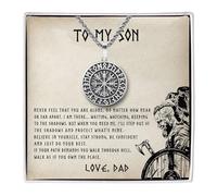 Viking Compass Necklace For Son, viking necklace for men,Viking Pendant, 1.3 inches, Stainless Steel, No Gemstone