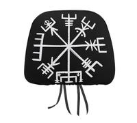 Viking Compass Norse Mythology Nordic Protection Symbol Car Head Rest Covers Set Auto Front/Rear Seats Headrest Cover Universal Fit Most Cars, Sedan, SUV, Unique Gift for Women Men