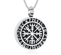 Viking Compass Urn Necklaces for Ashes Cremation Jewelry for Women Men Stainless Steel Memorial Necklaces Ash Holder for Human Pets Keepsake Jewelry for Loved Ones with Fill Tool