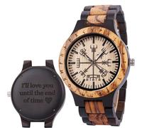 Viking Compass Vegvisir Handmade Engraved Wooden Watch, Vegvisir 4