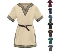 Viking Costume Kids Medieval Tunic Halloween Renaissance Warrior Knight Top