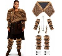 Viking Costume Women 5pc Multi-use Set Halloween Female Viking Costume